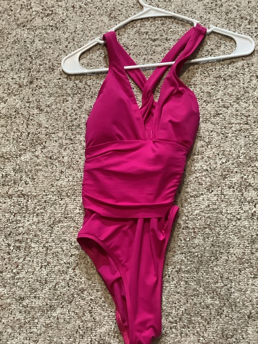 Lauren Ralph Lauren Hot Pink One-Piece Swimsuit with Crisscross Back